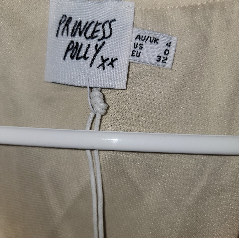 NWT Princess Poly Champagne Color Sz 0 Shrug Cropped Shirt Beaded - Picture 6 of 7